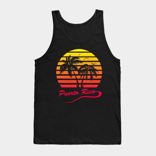 Puerto Rico 80s Tropical Sunset Tank Top by Nerd_art